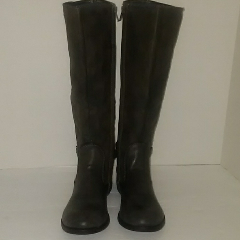 Women's  Gray Leather Riding Boots Size 8M